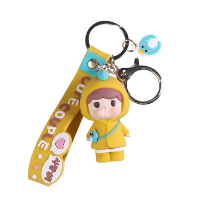 China Customized Cartoon/Anime/School OEM Personal Soft 3D Little Boy and Girl PVC Couple Pendant Keychain/Key Chain for Keys Decoration as Gifts to Friends for sale