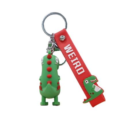 China Cartoon Toy Custom 3D Dinosaur Cute Animal Figure PVC Soft Rubber PVC Key Chain Keychain for sale