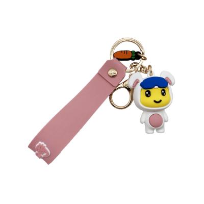 China Traditional Chinese Toy Factory Custom Fashion 3D Cartoon Zodiac 12 Animals PVC Cute Soft Rubber Rabbit Keychain Key Chain for sale