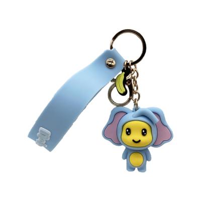 China Toy Factory Custom Fashion 3D Cartoon Cute Animal Soft Rubber Elephant PVC Key Chain for sale