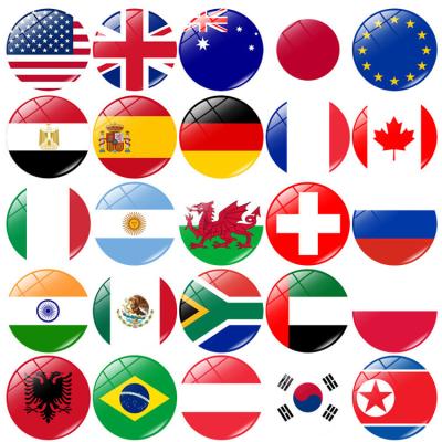 China Shape OEM Fridge Magnet World National Flag America Country Country Fridge Magnets Canada England Brazil Russia Magnetite for sale