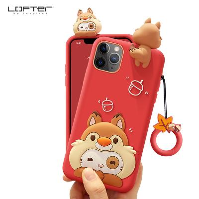 China Creative Gift OEM Custom Cartoon Silicone Phone Case /Phone Cover For Apple/Huawei/Android/OPPO/vivo Ring Rope fashion attached silicone for sale