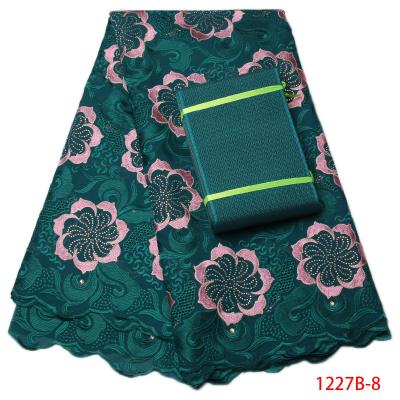 China Viable aso african nigerian nigerian oke fabrics swiss green teardrop voile lace in switzerland asoke fabric headtie for african for sale