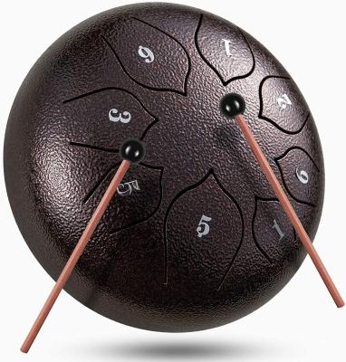 China Steel Tongue Drum 8 Notes Environmental Materials 6 Inch Handpan Musical Instrument Drum For Meditation Entertainment for sale