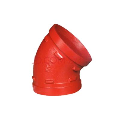 China Factory Wholesale Price DN100 PN2.5Mpa 45 Degree Elbow Grooved Pipe Fittings DN100 PN2.5Mpa for sale