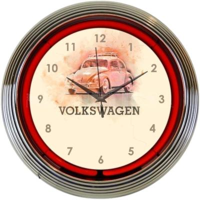 China Antique Style Battery Neon Drive Decoration Garage 15 Inch Clock Glass Neon Sign for sale