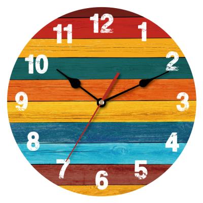 China Wholesale Cheap Price Antique Unique Design Style MDF Rustic Wooden Wall Clock 12inch for sale