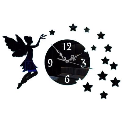 China Class Modern Acrylic DIY 3D Clock Angel Girl Mirror 3d Mirror Pendulum Home Decor Wall Sticker Watch Home Decor Mother Gift for sale