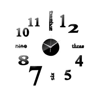 China 3D Digital DIY Sticker Antique Decorative Frameless Wall Light Home Style Clocks for sale