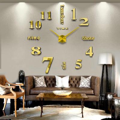 China Antique Style Home Wall Sticker 3D Digital DIY Decorative Frameless Wall Clock for sale