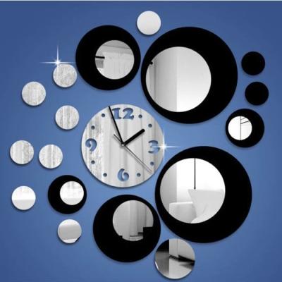 China Popular Creative Minimalist Acrylic Effect Mirror DIY Wall Clock Popular Wall Clock for sale