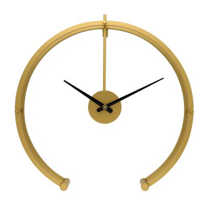 China Nordic Light Luxury Antique Wrought Iron Home Semicircle Wall Clock Decoration Wall Clock Creative Style 20inch 50cm for sale