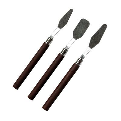 China 2021 Luxury Oil Painting Flat Chef Headed Color Mahogany Knife, Wooden Handle Stainless Steel Oil Painting Color Knife Art Supplies for sale