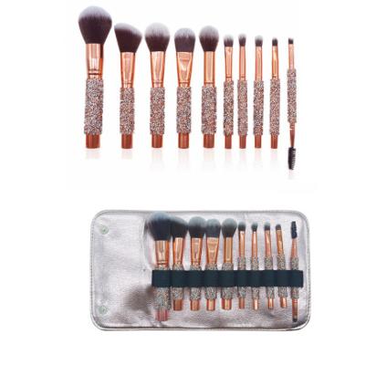 China Angular Blush new 10 piece diamond-inlaid makeup brush set, with a pack of cosmetic tools wholesale smudge rose gold makeup brushes x941 for sale