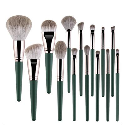 China Angular Blush Green Kozzi 14 Makeup Brush Set With Soft Wooden Handle, Available For Beginners In Cangzhou A01 for sale