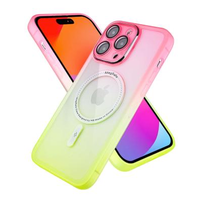 China Color gradient shockproof shockproof clear tpu plated camera ring phone case for iphone 13 14 for sale