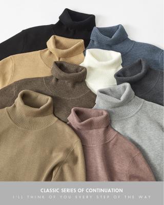 China Anti-shrink Fit Top Thin Pullover Cotton Sweater Cotton Neck Winter Autumn Solid Color Knitted Sweater Men Sweaters Turtle Neck for sale