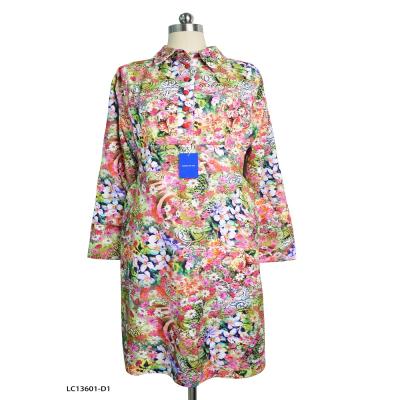 China 2022 Latest Design Custom Dress Women Summer Anti-Shrink Dresses Vintage Floral Print Long High Elastic Neck Long Sleeve for sale