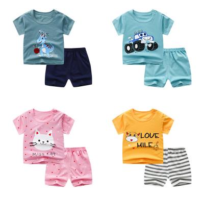 China 2021 summer boys and girls set children's cotton breathable short-sleeved T-shirt shorts baby clothes children's clothing two-piece whloes for sale