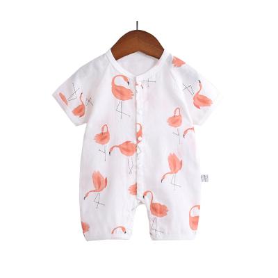 China Cotton Summer Baby Girl Short Sleeve Overalls Newborn Crawling Suit for sale