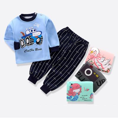 China Thickening Service Suit Cartoon Print Baby Winter Home Clothes Plus Velvet 80-120cm Anti-Shrink Children's Underwear Thermal Children 2pcs Set for sale