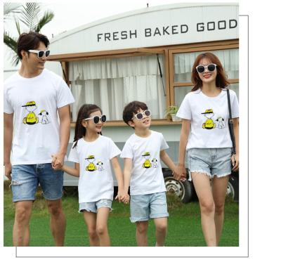 China Breathable Summer T-shirts Family Parent-child Short-sleeved Outfits Mom, Dad and Me Suit Factory Direct Wholesale for sale