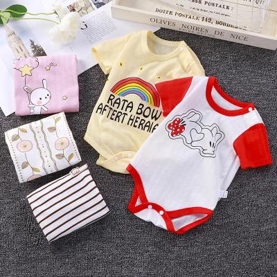 China Onesie Baby Summer Cotton Infant Breathable Short Cotton Romper Newborn Baby Onesie Triangle Romper for sale