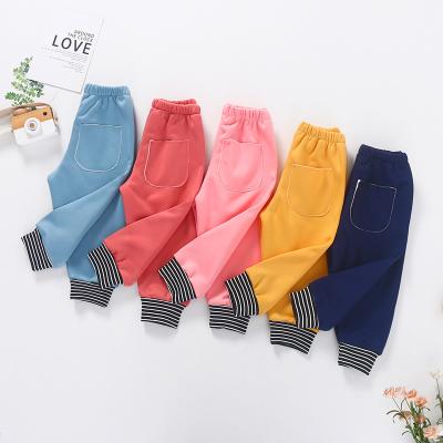 China Autumn Winter Children's Plus Breathable Velvet Warm Baby Solid Color Pants Boys And Girls Home Casual Pant for sale