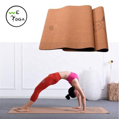 China Yoga Exercises High Quality Cork Surface Natural Rubber Yoga Mat With Eco Bag for sale