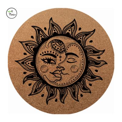 China Yoga Exercises Best Seller 100% Toxic Safe Eco Friendly Customize Designs Logo Printed Round Cork Yoga Mat for sale