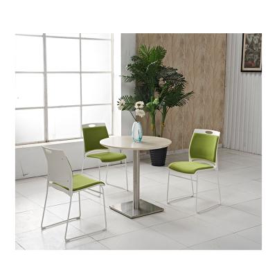 China Contemporary elegant and simple office round table with white stainless steel feet to entertain clients for sale