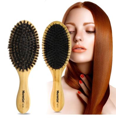 China Customized Nylon Wood Brush Home Bristle Handle Paddle Wig Hair Extension Brush Logo Packaging White Coated Board for sale