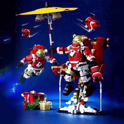 China Toy Children's Construction Collected Christmas Tree Santa Claus Astronaut Decoration Building Block Sets Creative DIY Christmas Gift for sale