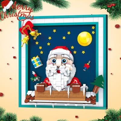 China Toy Children's construction assembled Christmas tree Santa Claus creative photo frame decoration building block sets Christmas diy gift for sale