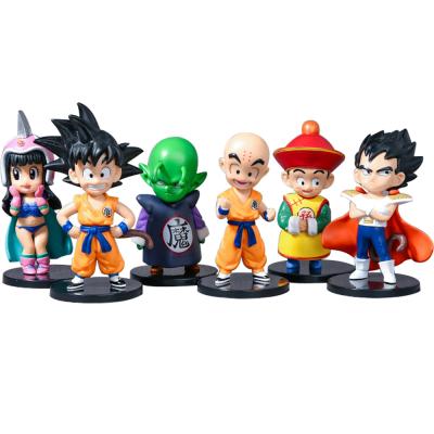 China Anime Series Collectible Toys 6 Styles Mini Dragon Ball Anime Bulma Son Goku Action Figures Cake Model Decoration for sale