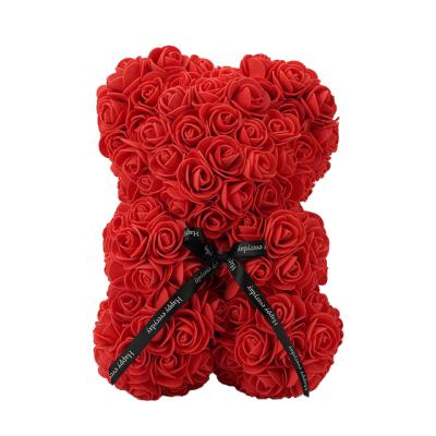 China Preserved Like 25cm Rose Teddy Bear Red Foam Flowers For Valentine's Day Gift for sale