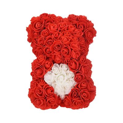 China Hot Selling Valentines Day Artificial Flower Valentines Day Teddy Rose Bear With Heart For Girlfriend Gift for sale