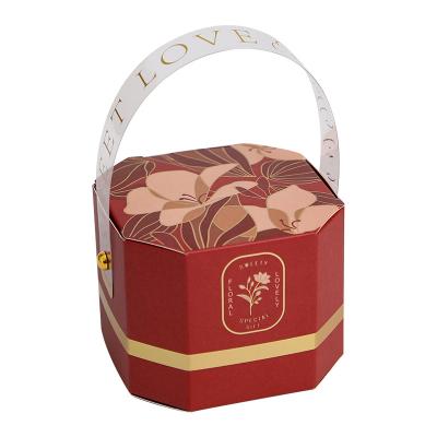 China Recycled Materials Wedding Portable Hexagon Candy Box Small Christmas Baby Shower Favor Gift Wrapping Paper Box For Guests for sale