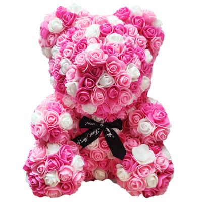 China High Quality Valentine Teddy Bear Rose Flower Teddy Bear Silk Ribbon Valentine's Teddy Bear New 2021 for sale