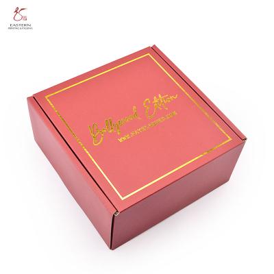 China Handmade Hot Selling Luxury Fancy Pink Outside Side And Gold Inside Custom Printing Corrugated Gift Box Paper Shipping Clothing Packaging for sale