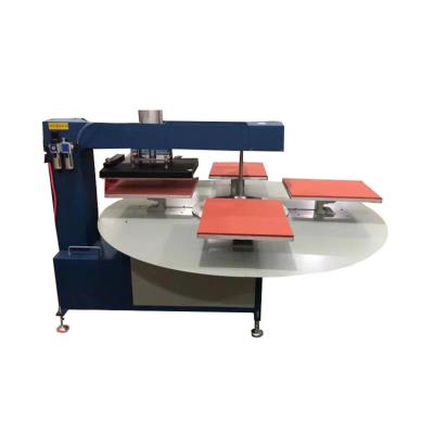 China Textile Inspection & fabric & CE Approved Pneumatic T Shirt Heat Press Machine Four Stations Plate Garment Factory / Carousel For Automatic T Shirt Label Printing for sale