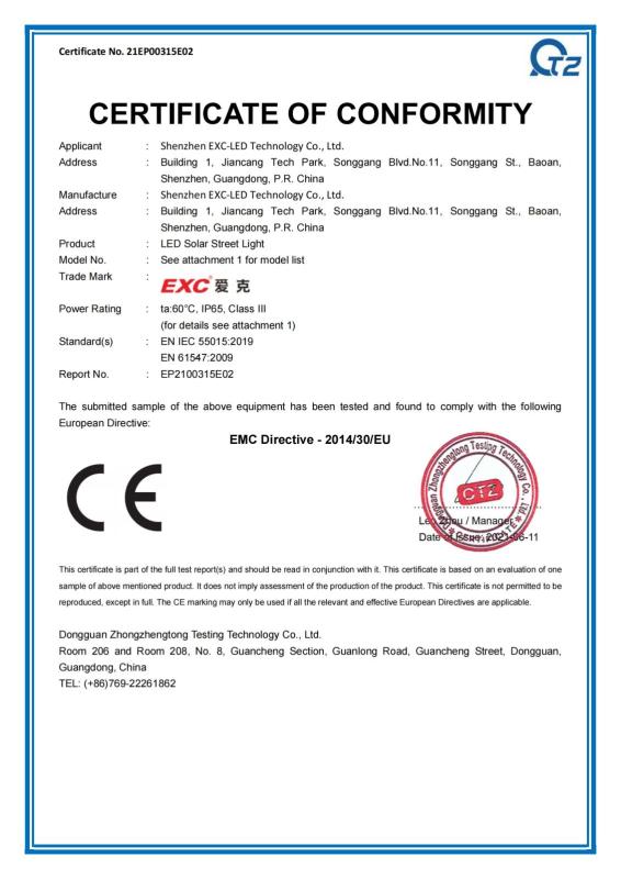 CE - Shenzhen EXC-LED Technology Co., Ltd.