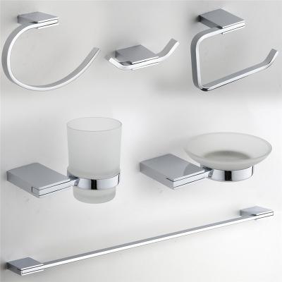 China Modern 6 Pieces Adjust Simple Bathroom Design Hardware Chrome Bathroom Accessories Hardware Set for sale