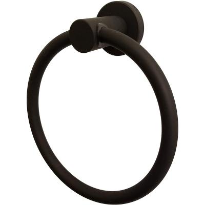 China Matte Black Bathroom Modern Hardware Hand Towel Holder Stainless Steel Circular Towel Ring for sale