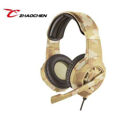 China 2022 Best Hot Selling Quality Camouflage Gaming Earphone 2022 Headsets USB+3.5mm Wired Headphones Stereo Sound Green Light for sale