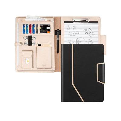 China Custom Leather Office Folder Padfolio Folder A4 Conference Business Premises Bill Presentation Signature PU Clipboard Folder for sale