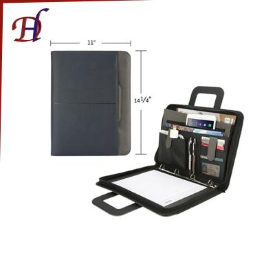 China High Quality PU Leather Business Folder For Man Document Folder A4 Zipper Leather Briefcase With Handle for sale