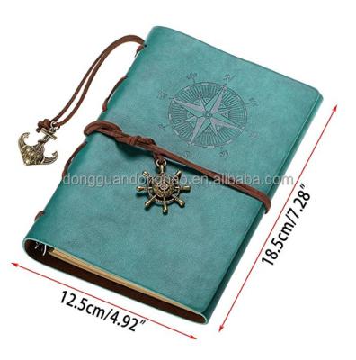 China Custom Loose Leaf Notebook Pirate Anchors PU Leather Travel Journal Vintage 5