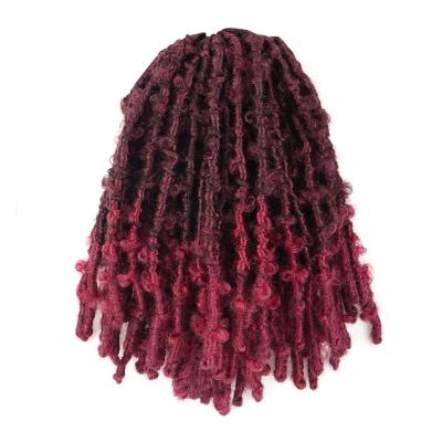 China Toyotress Curly Butterfly Locs 8 - 24 inch Brown Black Red-Pink Distressed Curly Hair Extension for sale