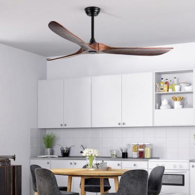 China Latest Reverse Function Modern Designer Factory American 3 Blades DC Motor Solid Wood Energy Saving Ceiling Fans for sale